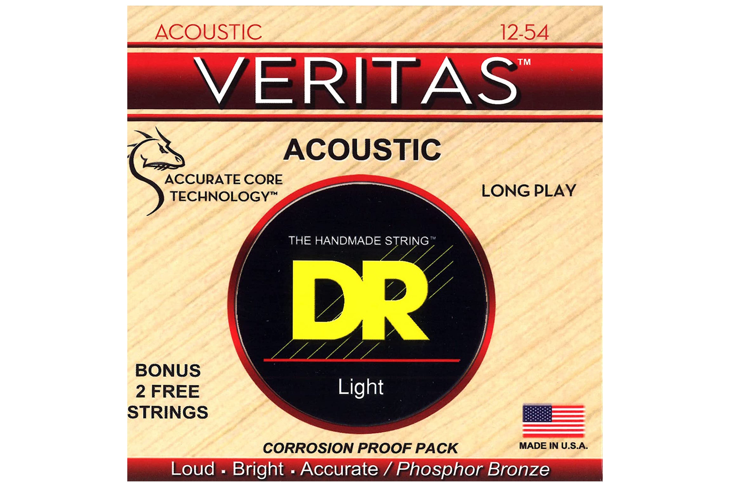 DR Strings Veritas Phosphor Bronze Acoustic 12-54 Light Guitar Strings