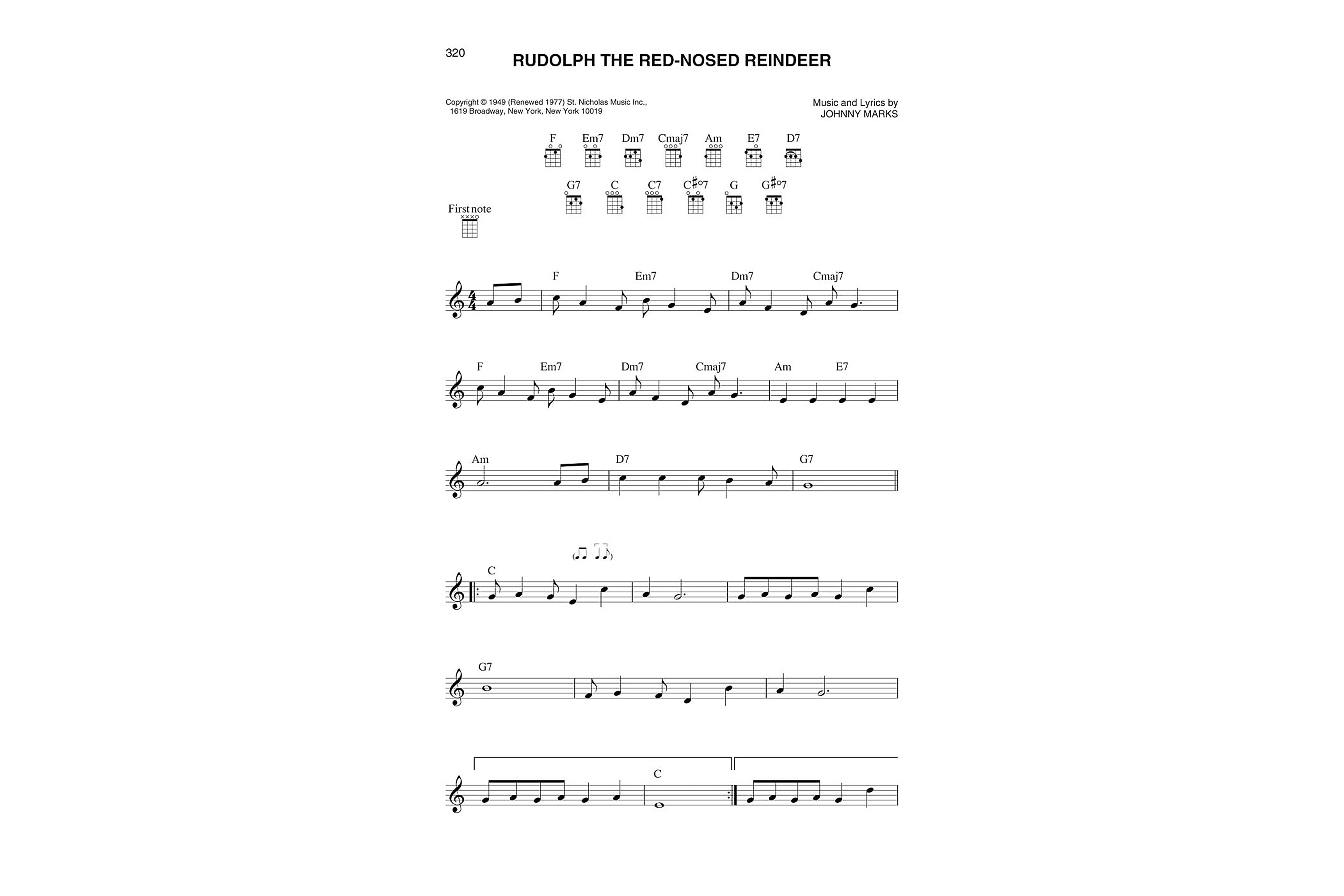 rudolph the red nosed reindeer sheet music