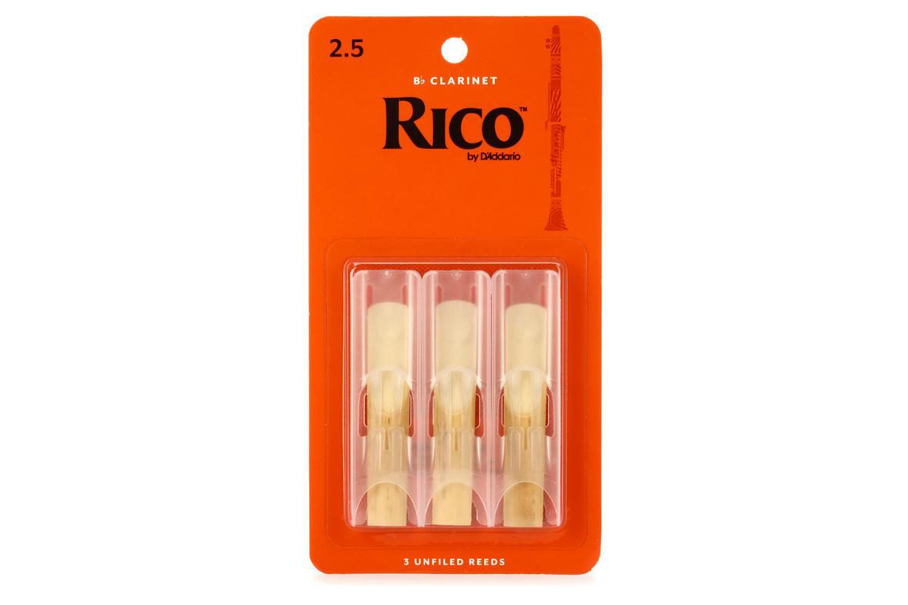 Rico by D'Addario Bb Clarinet Reeds Strength 2.5 - 3 Pack