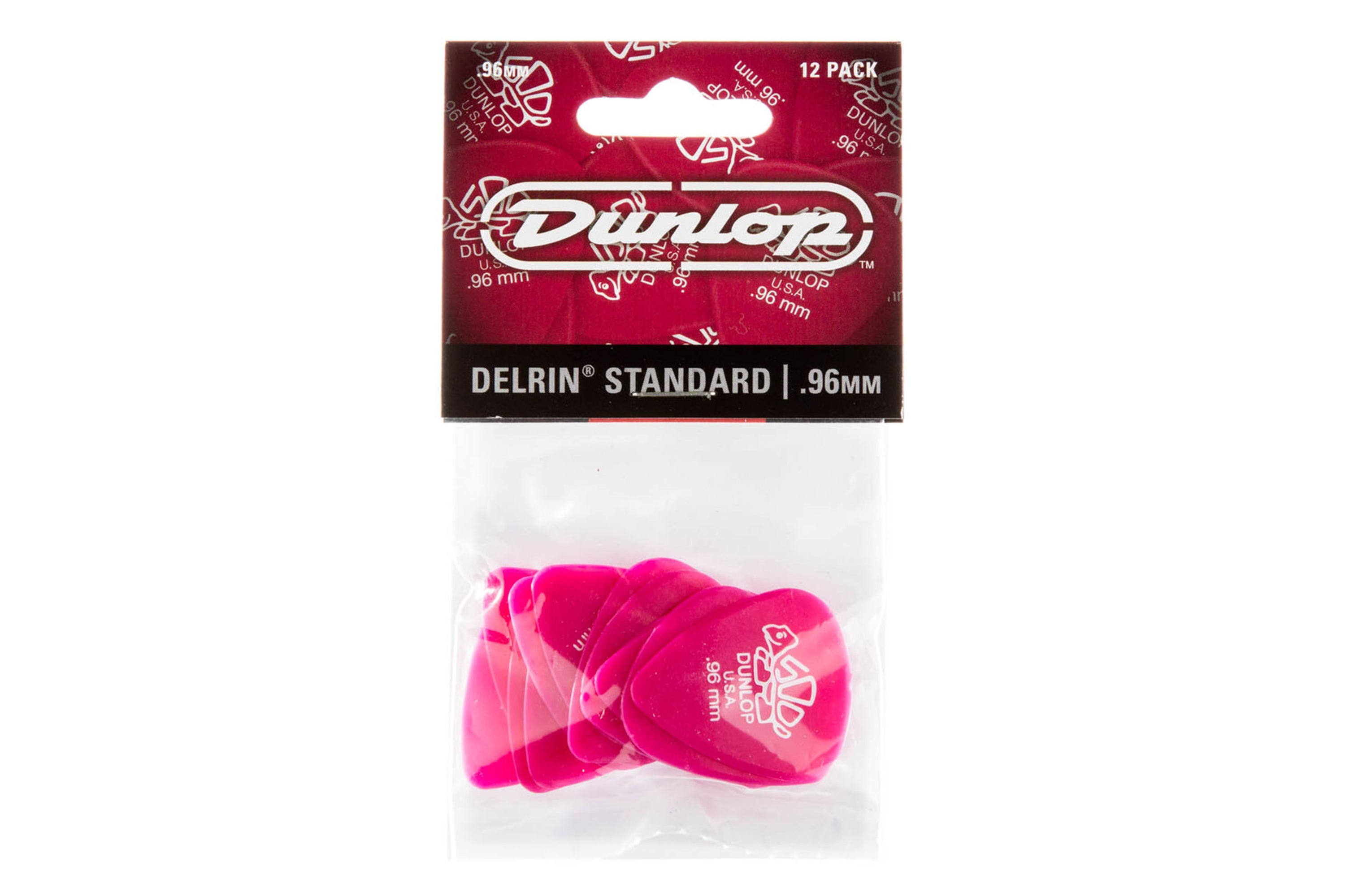 Dunlop Delrin 500 Standard .96mm Dark Pink Guitar & Ukulele Picks 12 Pack