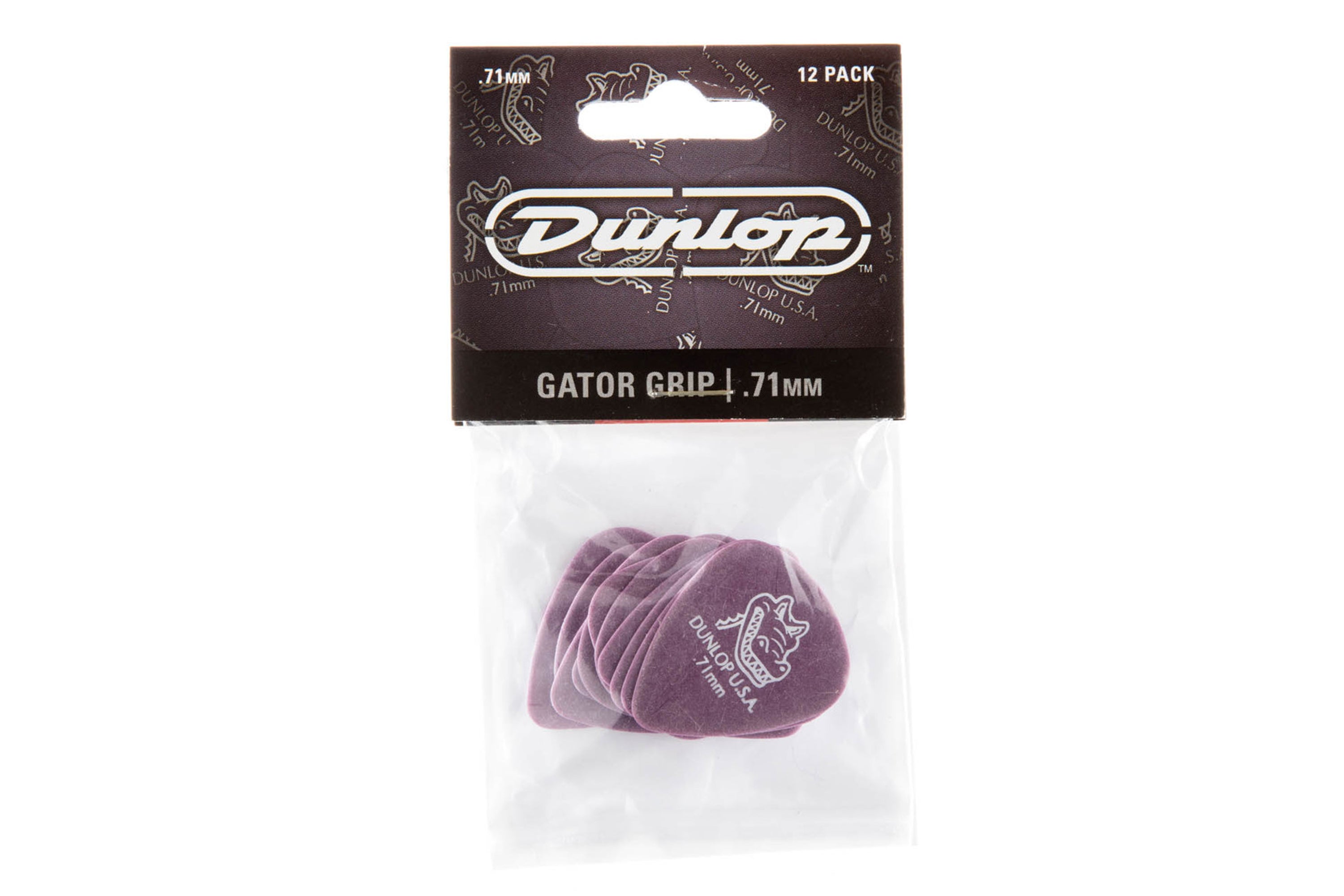Dunlop Gator Grip® Standard .71mm Purple Guitar & Ukulele Picks 12 Pack