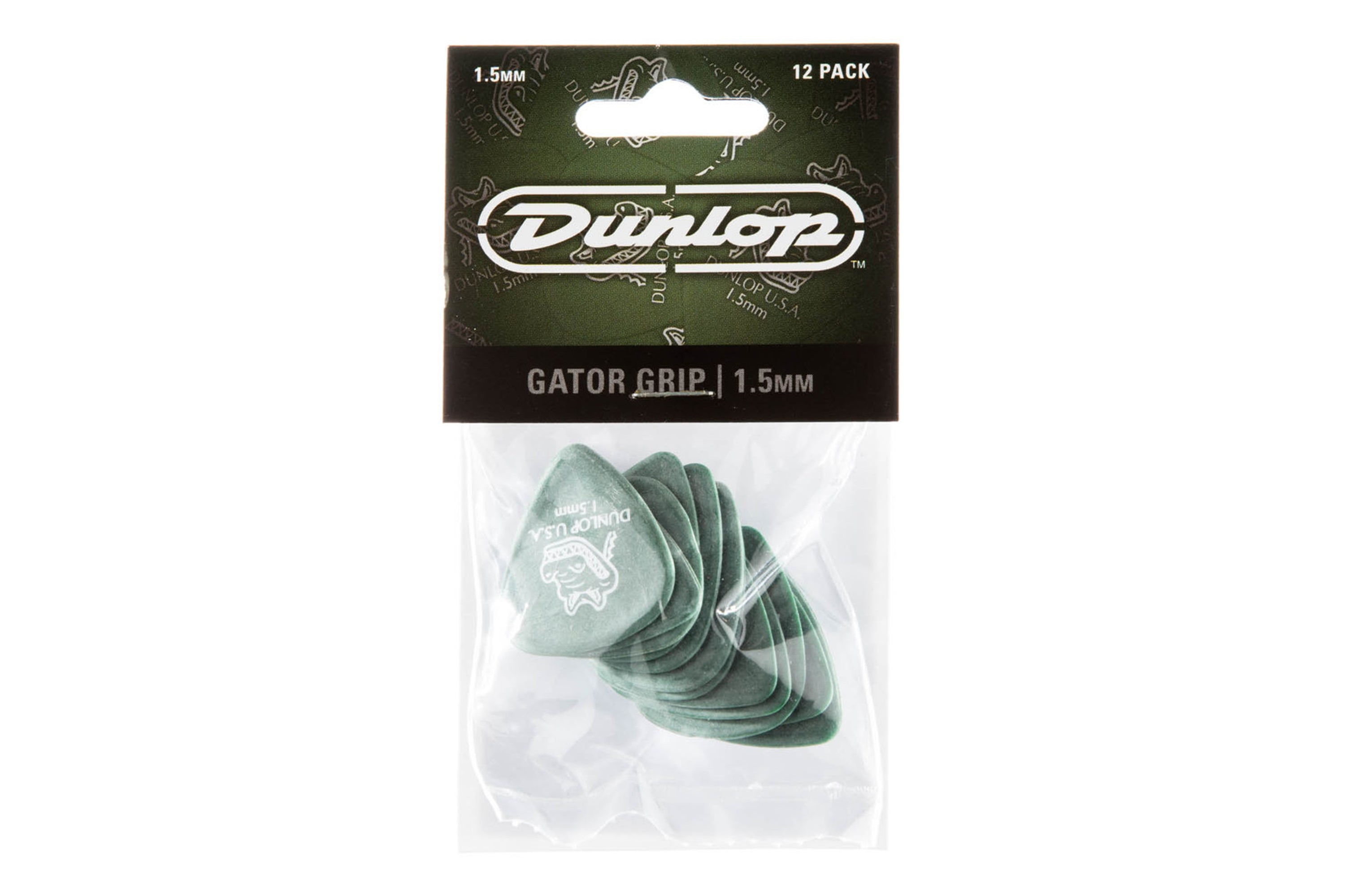 Dunlop Gator Grip® Standard 1.5mm Green Guitar & Ukulele Picks 12 Pack