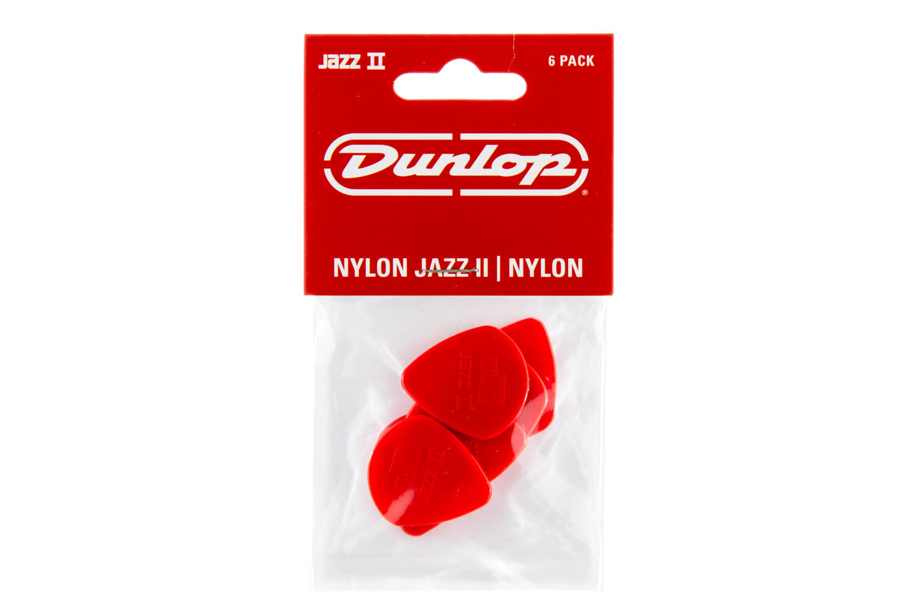 Dunlop Nylon Jazz II Red Guitar & Ukulele Picks 6 Pack