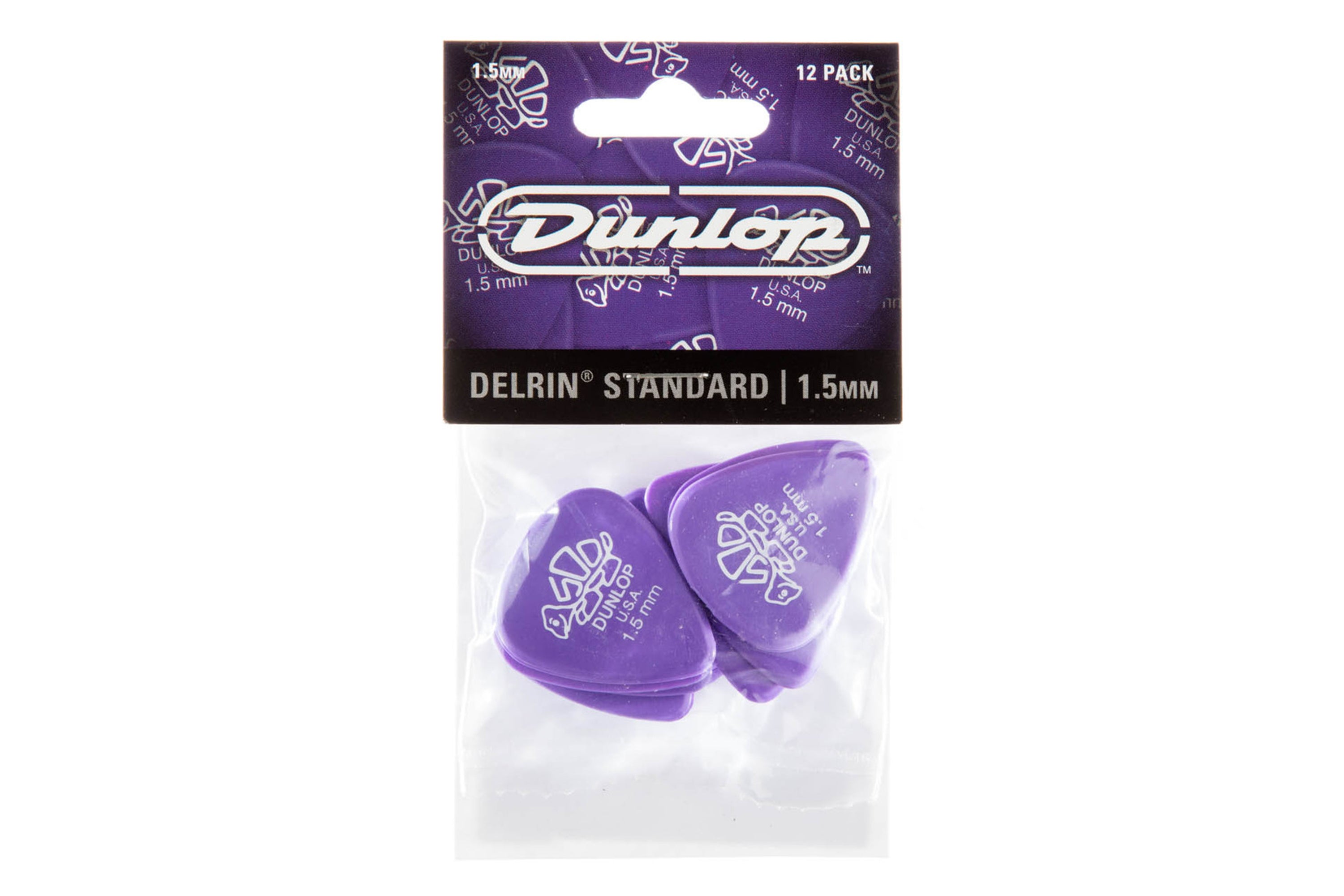 Dunlop Delrin 500 Standard 1.5mm Lavender Guitar & Ukulele Picks 12 Pack