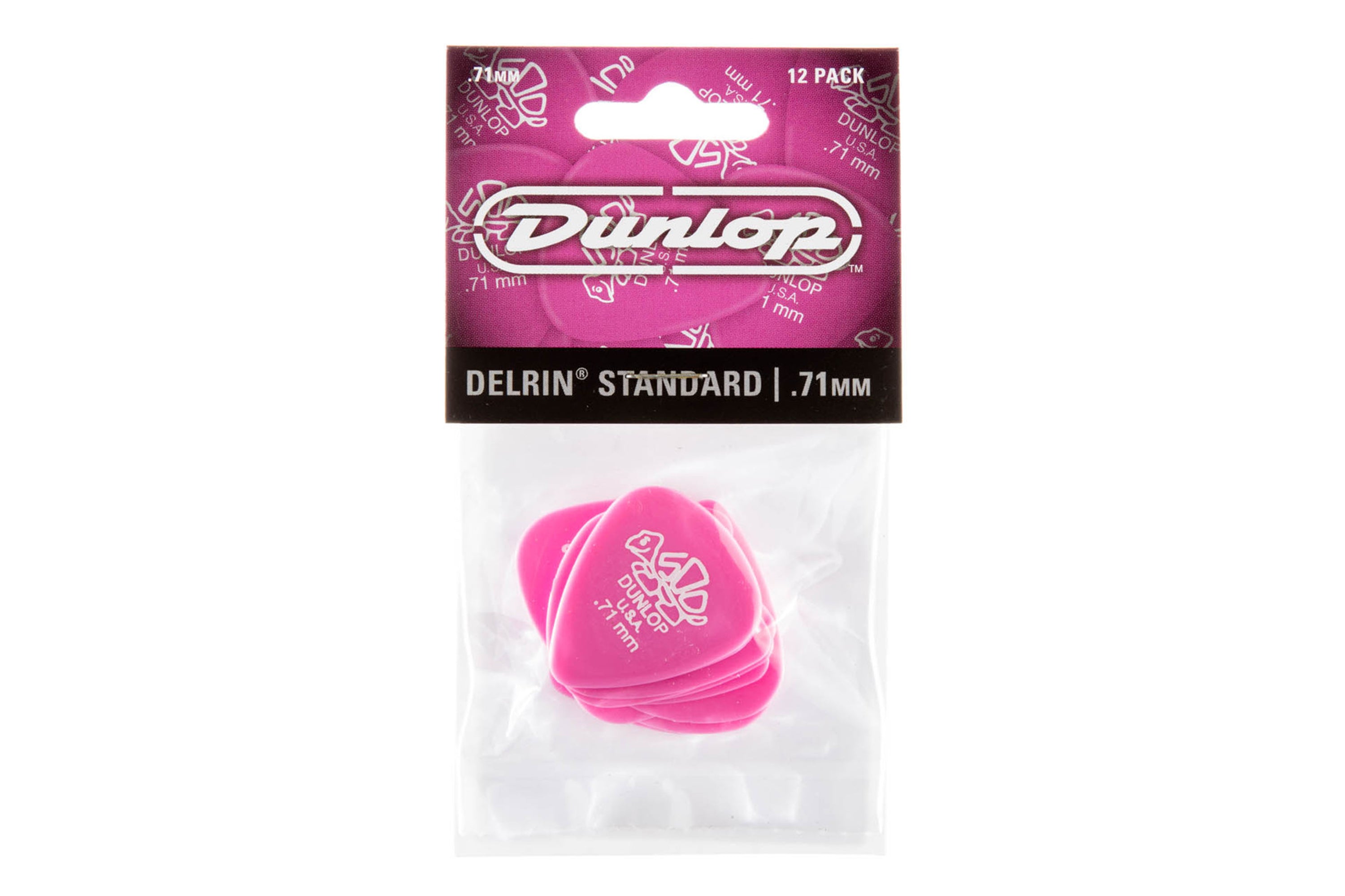 Dunlop Delrin 500 Standard .71mm Medium Pink Guitar & Ukulele Picks 12 Pack