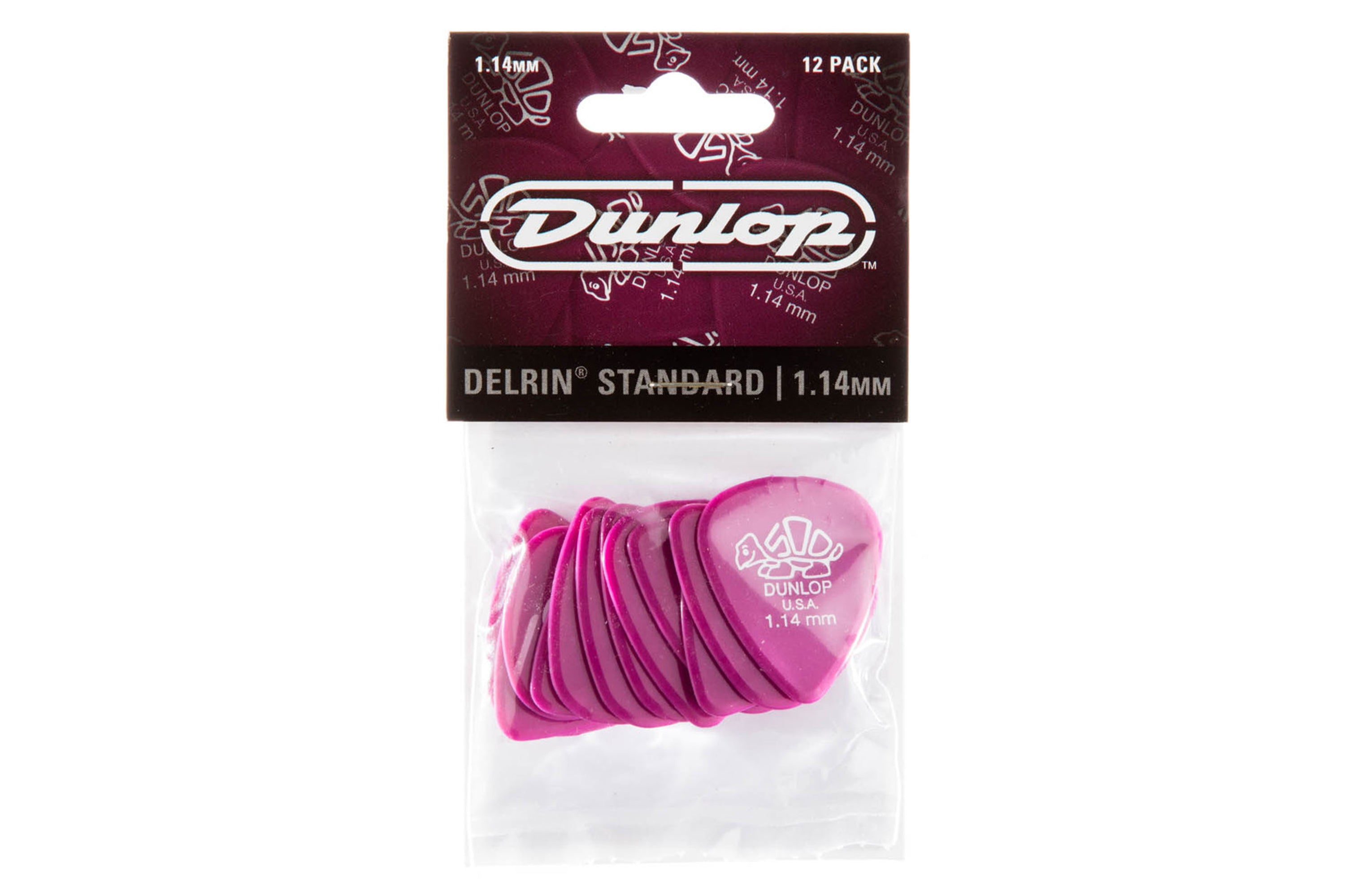 Dunlop Delrin 500 Standard 1.14mm Magenta Guitar & Ukulele Picks 12 Pack
