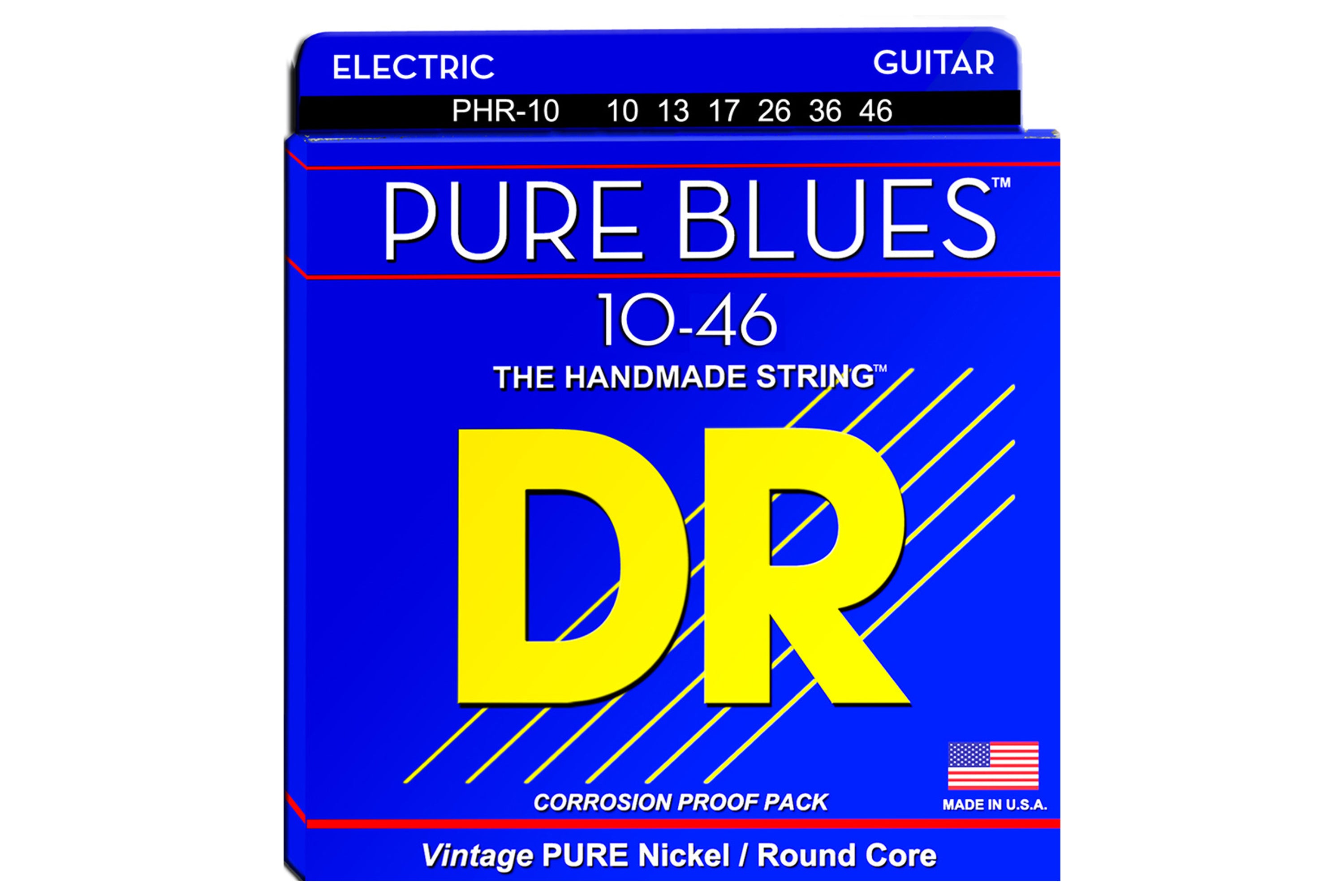 DR Strings PHR-10 Medium Pure Blues Pure Nickel Electric 10-46 Guitar Strings