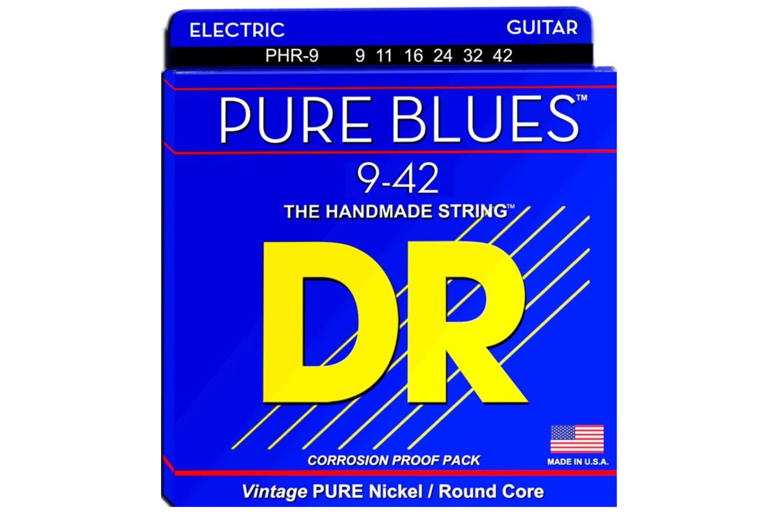 DR Strings PHR-9 Light Pure Blues Pure Nickel Electric 9-42 Guitar Strings