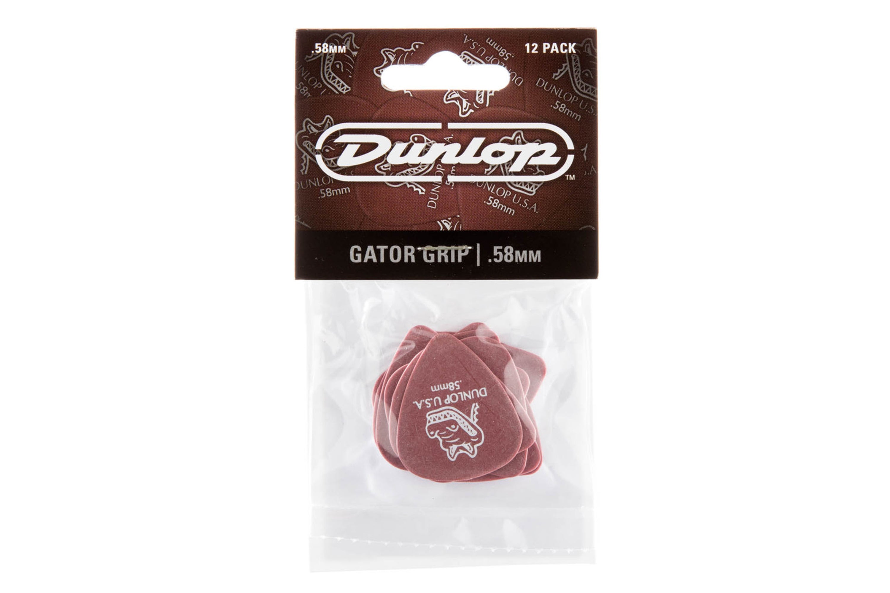 Dunlop Gator Grip® Standard .58mm Red Guitar & Ukulele Picks 12 Pack