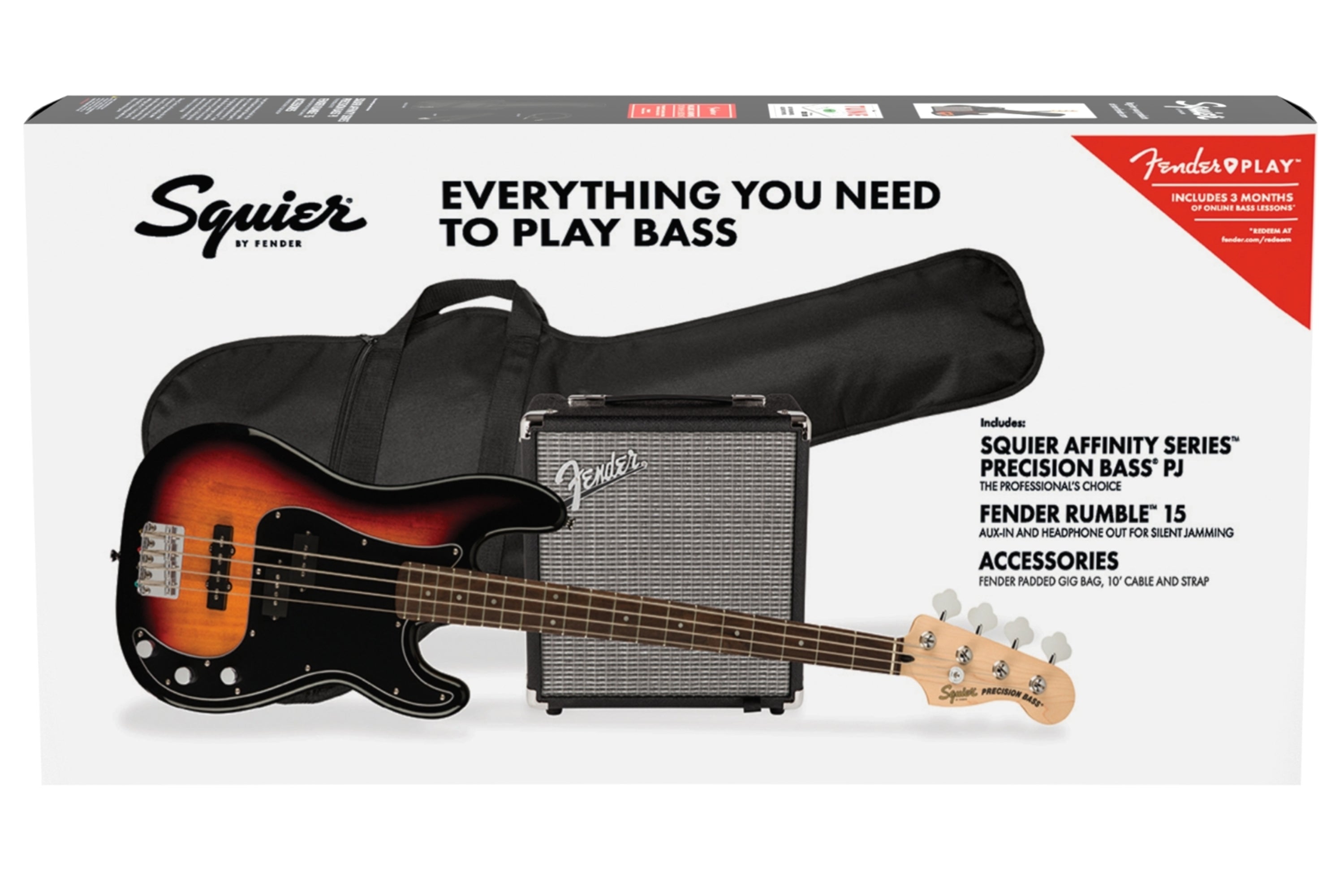 Squier By Fender Affinity Series Precision Bass PJ Pack - 3-Color Sunb -  Terry Carter Music Store